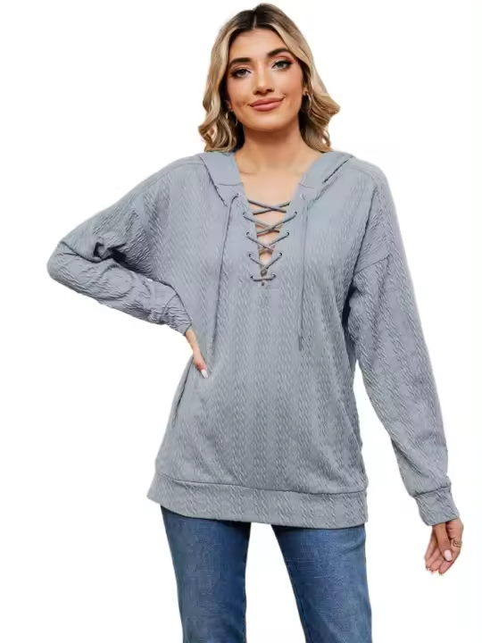 Sudadera con capucha elegante para mujer, manga larga, moda coreana, estilo casual y suelto - 1