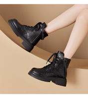 Botas de Cuero Martin para Mujer 2025 Estilo Coreano Zapatos Casuales con Cordones - details 7