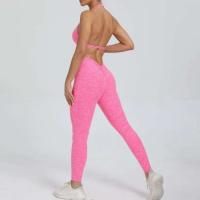 Conjunto de yoga sin costuras para mujer, pantalones de chándal de cintura alta con bolsillos para levantar la cadera, tres sujetadores sin espalda, Body de entrenamiento de gimnasia - details 8