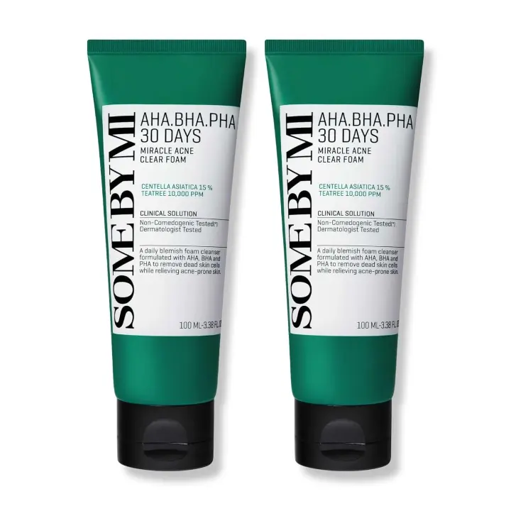 SOME BY MI AHA BHA PHA 30 días Miracle Foam 3.38oz, 100ml Acné Face Wash Limpiador de ácido salicílico transparente y suave para exfoliación y - 1