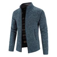Suéter de punto con cuello abierto para hombre, abrigo de lana con cremallera de Color sólido adelgazante, Top para hombre - details 1