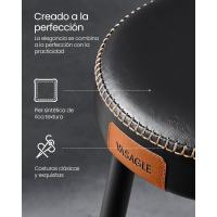 Juego de 2 Taburetes de Bar Taburetes de Cocina, Taburetes de Desayuno, Cuero Sintético con Costuras 76,2 cm de Alto, Silla Comedor, Fácil Montaje, Negro - details 4