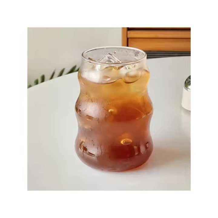 1 taza de vidrio 530 ml vasos de agua taza a rayas vaso resistente al calor perfecto para té jugo leche café para fiesta - 1