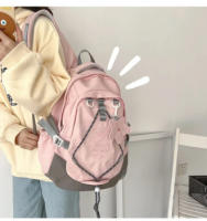 Mochilas de gran capacidad en rosa, bolso de diseñador de lujo para mujeres, mochilas escolares Oxford con cremallera, bolso de - details 10
