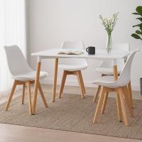 Sillas de comedor nórdicas con respaldo ergonómico, material PU y patas de 2,8 cm de ancho |   Sillas de Cocina con Madera de Haya Maciza (2 Sillas Grises) - details 9