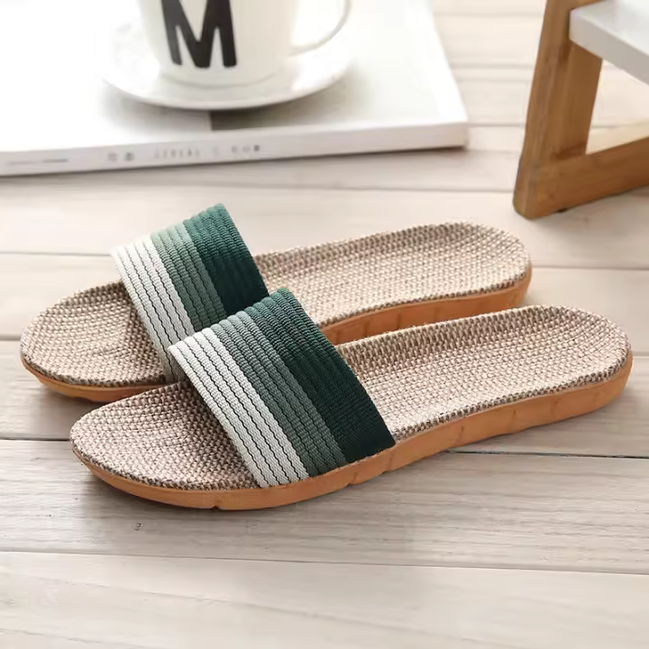 Zapatillas de Lino de Cuatro Temporadas para Mujeres Ligeras, Silenciosas, Suaves Suela de Madera para Hogar - 1