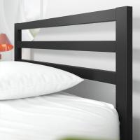 Cama 90x190 cm - Altura 36 cm con almacenaje debajo de la cama - Estructura de cama de plataforma de metal con cabecero - Negro - details 3