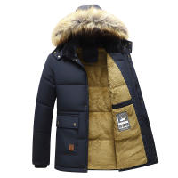 Chaqueta gruesa de lana a prueba de viento para hombre, abrigo de Parka con Cuello de piel con capucha, chaqueta informal clásica, invierno, 2024 - details 4