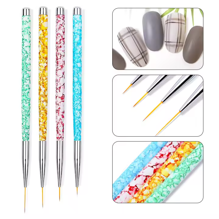 Pinceles de Arte para Uñas Set de 4 Pinceles para Diseño de Punta de Uña Lápices de Dibujo de Línea Colorida Pinceles de Graffit para Detalles Finos - 1