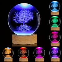 Lámpara de noche de árbol de la vida, diente de león y bola de cristal con grabado láser 3D, adecuada para esposas, amigas, cumpleaños, regalos temáticos de plantas, decoración de oficina, dormitorio, hotel, fiesta, decoración interior de dormitorio - details 0