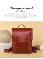Mochila de piel blanda retro Pu para hombres y mujeres, bolsa de computadora de gran capacidad, mochila universitaria, mochila de cercanías - details 12