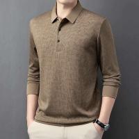 Camisa de negocios casual para hombre, polo de manga larga con insignia, color sólido, transpirable, cómoda, versátil, a la moda, - details 12