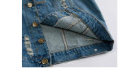 Chaleco vaquero de algodón de moda retro primavera-verano para hombre con correas, sin mangas, tela a máquina - details 9
