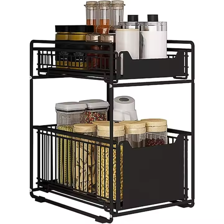 Organizador de Cajón de 2 Niveles Deslizable, Extraíble, Metal para Cocina, Encimera, Despensa, Baño, Oficina Writing - 1