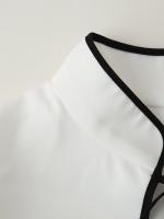Women Lace Up Stand Collar White Mini Dress Long Sleeve Elegant Party Vintage Dresses  Classic Hollow Out Female Vestidos - details 4