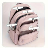 Mochila de gran capacidad para estudiantes, casual, impermeable, de nylon, con doble hombro, bolsa de viaje de moda para la univ - details 0