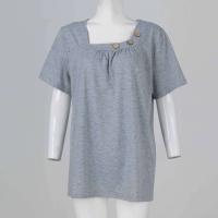 Camisetas Casuales de Verano para Mujer Top Básico Sólido con Botón Cuello en V Estilo Callejero Oversize Ropa de Moda - details 17