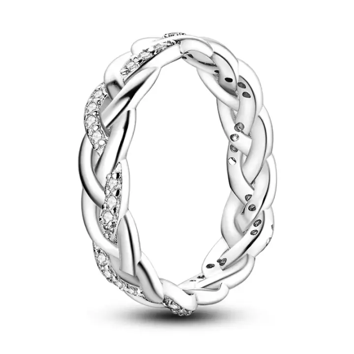 Anillo de circonita cruzada de Plata de Ley 925 para mujer, joyería de boda, regalos - 1