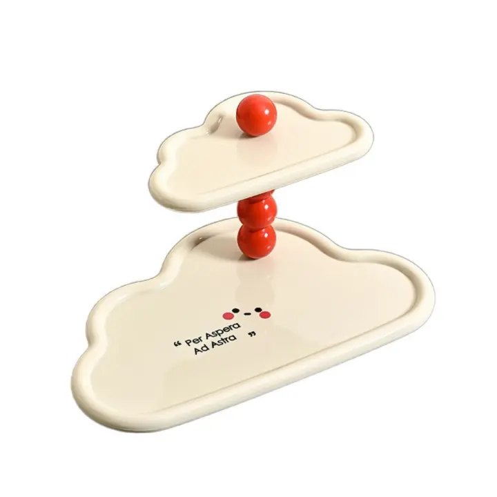 Bandejas de doble capa en forma de nube, bandeja decorativa de plástico para almacenamiento de artículos diversos, estante de almacenamiento de Perfume de gran capacidad para Baño - 1