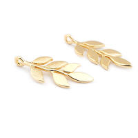 Colgantes de hojas de árbol de latón de Color dorado de 18K, accesorios para collar y pendientes, joyería Diy de alta calidad - details 23