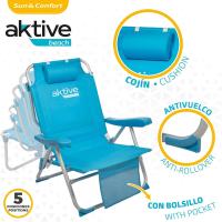 playa plegable y reclinable 5 posiciones, Silla portátil plegable 55x67,5x86cm, Incluye cojín, 1 bolsillo, 1 bolsa con cremallera y topes antivuelco, Sillas de playa - details 42