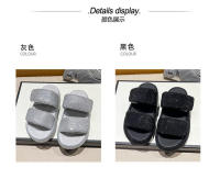 Zapatillas de mujer de suela gruesa de alta gama para uso al aire libre, nuevo estilo de verano con diamantes de imitación, plataforma completa - details 2