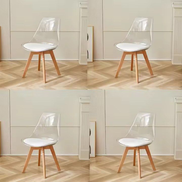 Sillas de Comedor Tapizadas en Telapara Cocina Comedor Dormitorio (Pack 4, Blanco/Cuero) - 1