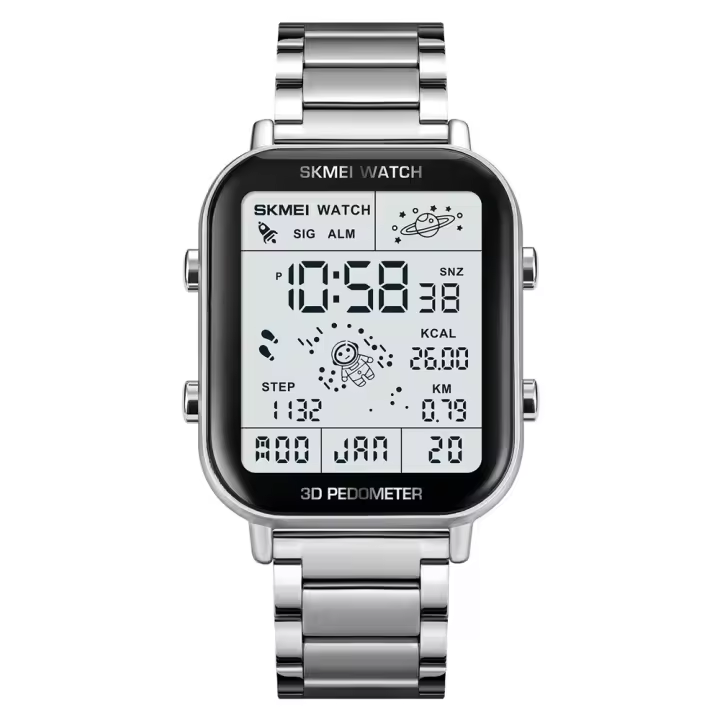 SKMEI-reloj Digital deportivo para hombre, cronómetro con contador de pasos, cálculo de calorías, Cuenta atrás, calendario - 1