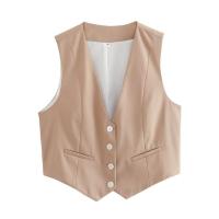 OUWU- Chaleco sin mangas para mujer, chalecos elegantes con cuello en V y una sola botonadura, blusas blancas elegantes - details 2