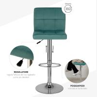 Taburete de Bar Regulable y Giratorio 360° Acero Cromado, Piel Sintética Blanca, Respaldo y Reposapiés 1 Pieza - details 16