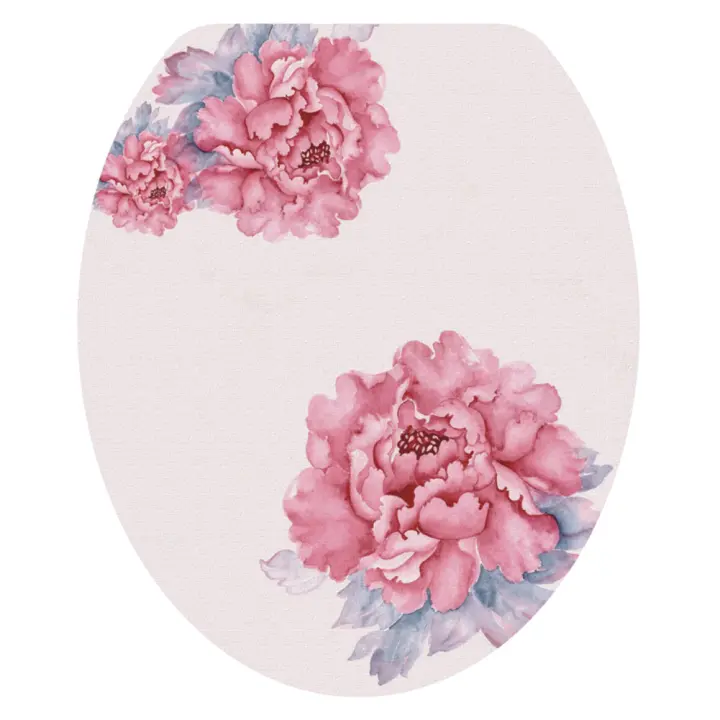 Pegatina de Tapa de Inodoro Impermeable Diseño de Mundo Marino/Flor Cubierta de Asiento de Baño Decorativa - 1