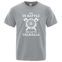 Camiseta de hombre con estampado vikingo, eslogan "Die in battle, go to Valhalla", ropa de marca, estilo hip-hop, verano, talla grande - details 7