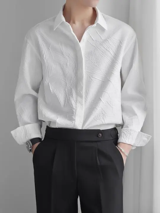 Camisa Casual de Alta Gama con Borla Estilo Coreano para Hombres Material de Algodón Moda de Polo - 1
