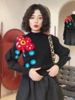 Otoño Invierno suéteres de punto mujeres jerseys moda coreana volantes manga 3D flores prendas de punto Top suéter Sueter Mujer Jumper - details 2