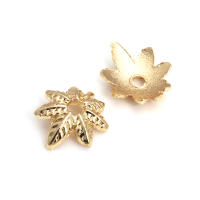50 Uds. De cuentas redondas de latón de Color dorado de 18K, tapas de hojas de árbol y flores, suministros para hacer cuentas de joyería, accesorios Diy - details 80