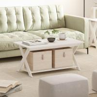Simpliste Moderne Mesa de Centro Avec Croisée, Blanco - details 1