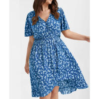 2025 vestido floral adelgazante con cintura elástica y cuello en V para mujer, nuevo superventas - details 6