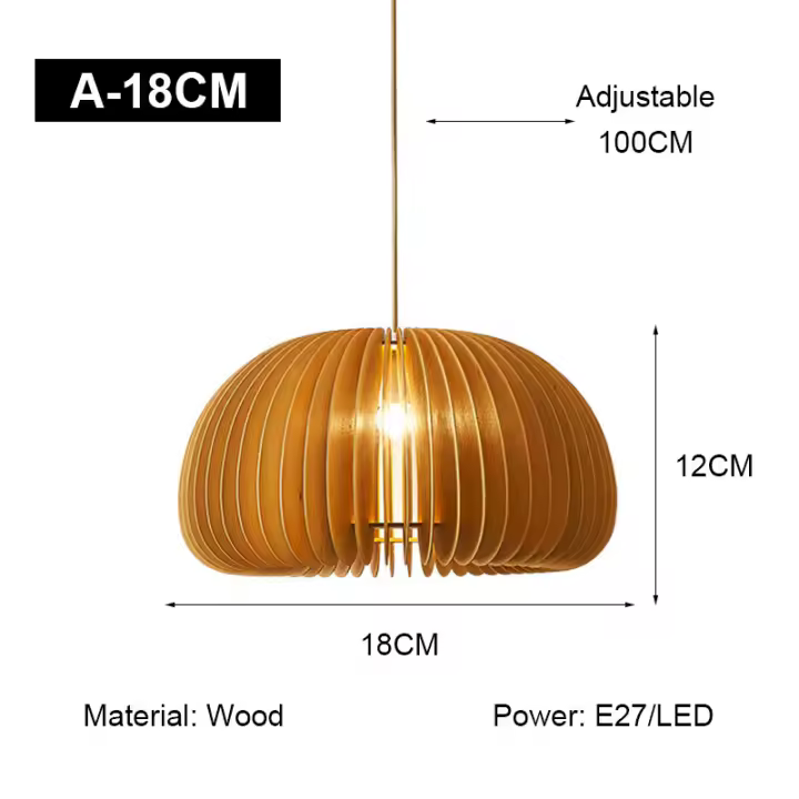 TOMAXIN Lámpara colgante de techo de madera para restaurante, dormitorio en forma de calabaza, estudio, bar, cafetería, retro - 1