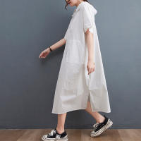 Elegante Vestido Oversize de Verano Manga Corta, Ajuste Suelto, Moda Vintage Negro para Mujeres - details 5