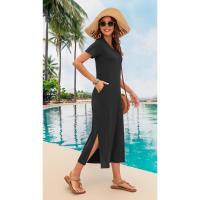 Vestido de Verano 2025 para Mujer Cuello en V, Abertura Lateral, Manga Corta, Tendencia de Moda - details 17