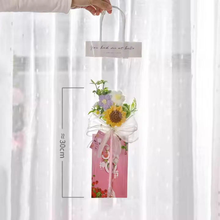 Nuevo ramo de flores de ganchillo de girasol, bolígrafo de flores de punto de tulipán Artificial, bolígrafo de flores artificiales tejido hecho a mano, regalos de graduación - 1