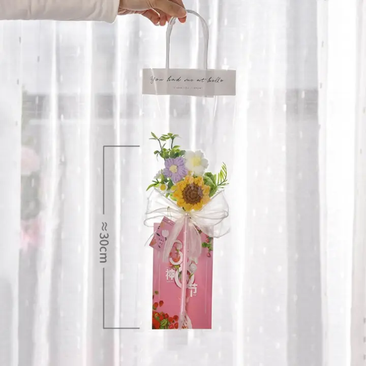 Nuevo ramo de flores de ganchillo de girasol, bolígrafo de flores de punto de tulipán Artificial, bolígrafo de flores artificiales tejido hecho a mano, regalos de graduación - 1