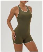 Mono de Yoga ajustado para levantamiento de cadera, diseño atlético de colores contrastantes, mono sin espalda para trabajo, ropa de Yoga de secado rápido con almohadillas para sujetador - details 2