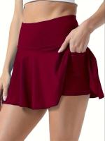 Faldas plisadas de tenis de cintura alta de Color sólido para mujer, falda corta deportiva de secado rápido con bolsillo interior para correr - details 13