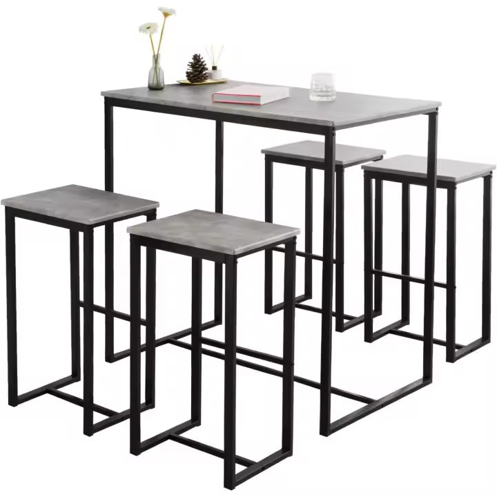 Conjunto Mesa Alta de Bar y 4 Taburetes Muebles Bar Comedor ES (OGT15-HG) - 1