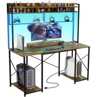 Mesa de Juego Ergonómica Estante de Almacenamiento con Soporte 120x60cm Marrón - details 19