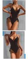 Bañador de una pieza con cuello en V para mujer, traje de baño Sexy con lazo lateral, Monokini, ropa de playa - details 1