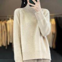2025 Otoño Invierno suéter de punto de cuello alto Mujer moda coreana lado Split salvaje Jumpers Mujer sólido jersey de manga larga Mujer - details 5