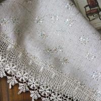 Mantel rectangular, flores bordadas, tela de algodón, decoración de boda - details 11