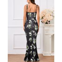 Falda de Cintura de Cola de Pescado con Lazo Floral Vestido de Moda para Mujeres con Correa de Tirantes de Espalda Descubierta - details 6